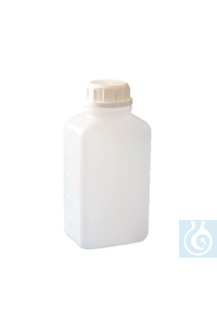 Graduated bottle square 1000 ml, HDPE, tamper evident screw cap, 70 x 90 x H...